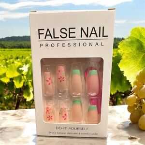 Press-On Nails - Pink and Green